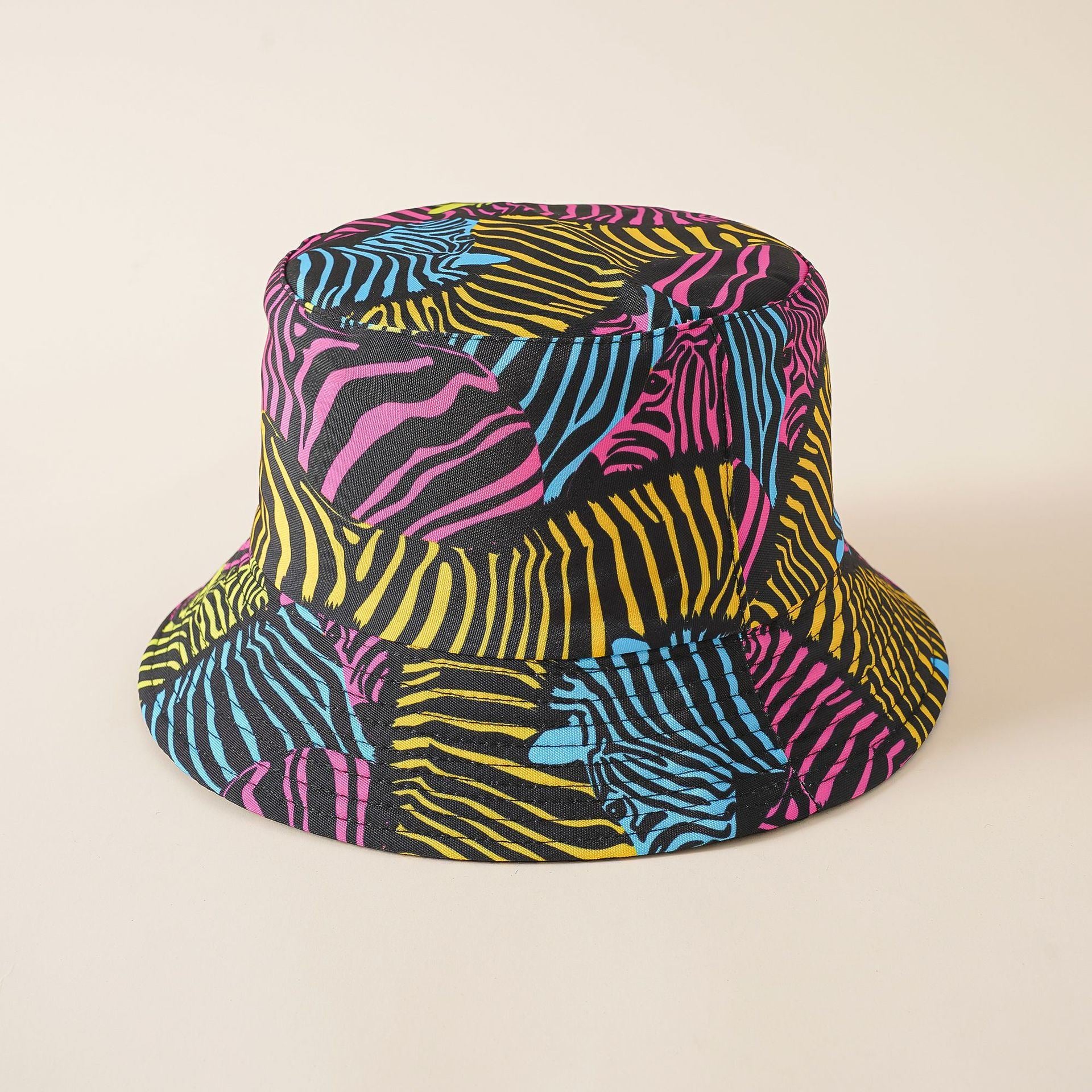 Fisherman hat men ins trend spring and summer beach hat tropical style banana leaf floral print sun hat women Doba zebra